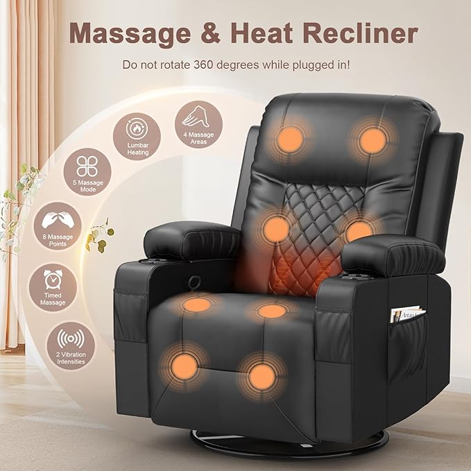 YONISEE Living Room Furniture Set, Loveseat Recliner 2 Seater and Recliner Chair with Massage, Luxury Reclining Sofa 2PC Set for Living Room (2+1)