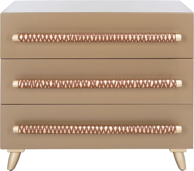 Safavieh Home Raquel Modern Taupe and Gold and Brown 3-drawer Chest