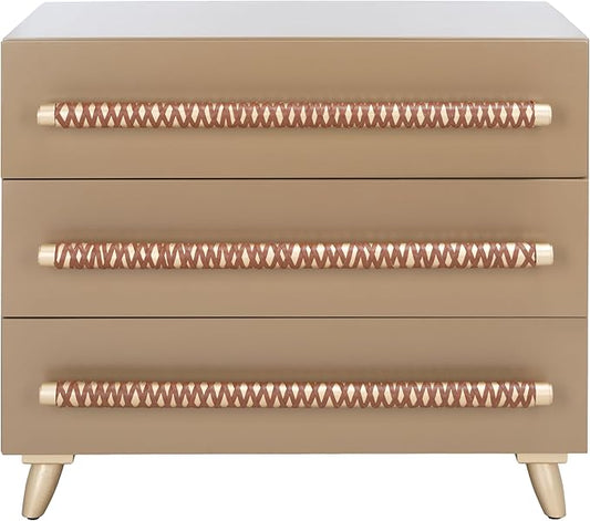 Safavieh Home Raquel Modern Taupe and Gold and Brown 3-drawer Chest