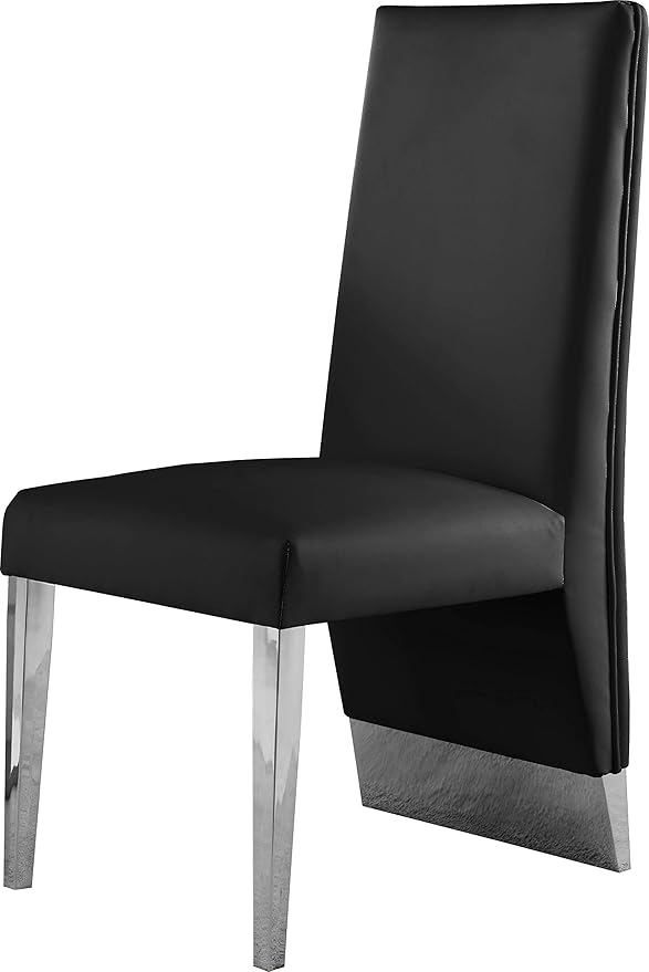 Meridian Furniture Porsha 19" H Black Vegan Leather Dining Chair (Set of 2)