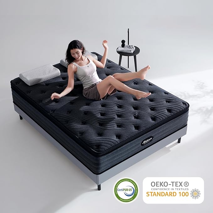 Queen Mattress, 12 Inch Cooling Gel Memory Foam - Medium Firm Hybrid Mattress in a Box, Fiberglass-Free, Soft Knit Cooling Cover, Motion Isolation, Master Bedroom CertiPUR-US Certified