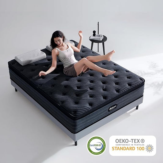 RV Mattress King, 12 Inch Cooling Gel Memory Foam - Medium Firm Hybrid Mattress Fiberglass Free Bed in a Box Designed, CertiPUR-US Certified, 80"x72"x12", Black