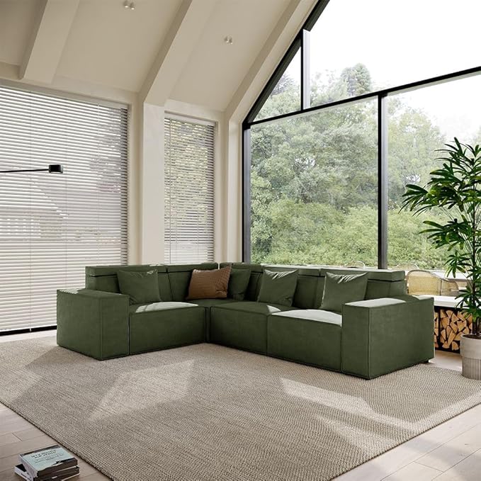 110" Power Sofa L-Shaped Couch,Modular Sectional Couches for Living Room,Modern Large Sofa with Recliners,Comfy Velvet Cloud Couch with Deep Seat,Pet Friendly for Home Office(Green)