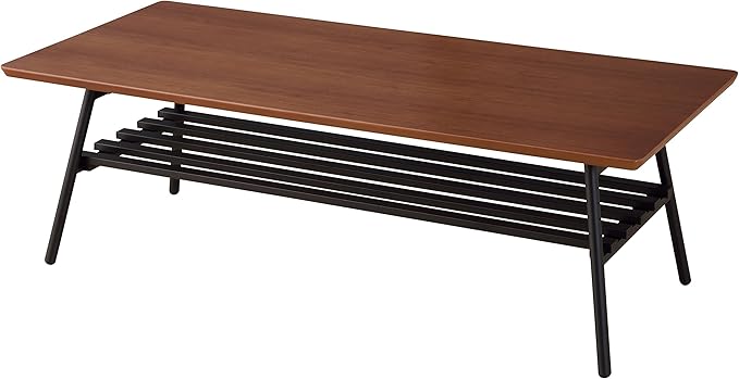 PaletteLife Folding Coffee Table with Storage Shelf, No Assembly, W41.3 x D18.9 x H13.4 in, Round Corner, for Dorm and Living Room, Portable and Space-Saving, Modern, Compact, Walnut Brown