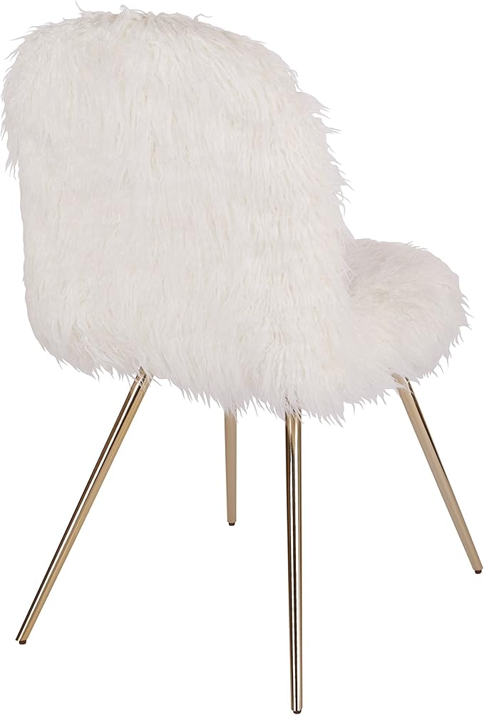 OSP Home Furnishings Julia Chic Accent Chair, White Faux Fur and Gold Legs