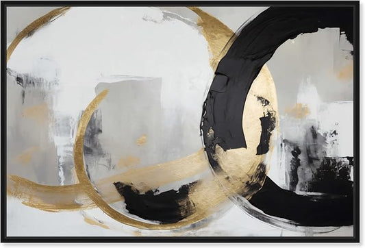 Art Remedy Another Dimension Canvas Modern Black White Abstract Wall Art, Black Frame, 54" x 36"