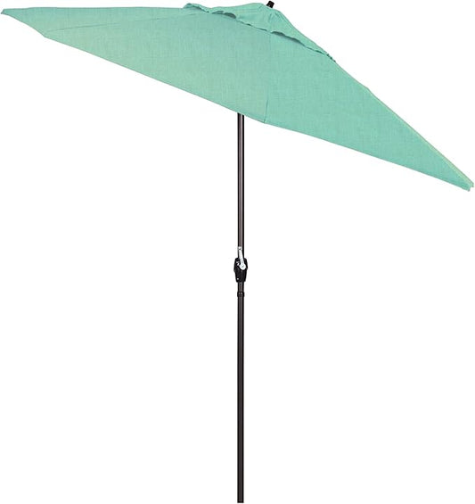 California Umbrella 12-Year Protection 9-Ft Outdoor Patio Umbrella, Sunbrella Fade-Resistant Acrylic Fabric, Auto Tilt and Crank, Heavy-Duty Aluminum Frame/ Reinforced Ribs, Bronze Pole, Spectrum Mist