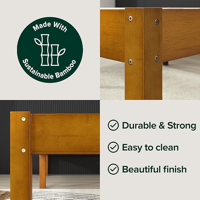 Zinus Ellie 14 Inch Twin Bamboo Platform Bed Frame, Wood Slat Support, No Box Spring Needed, Easy Assembly, Brown