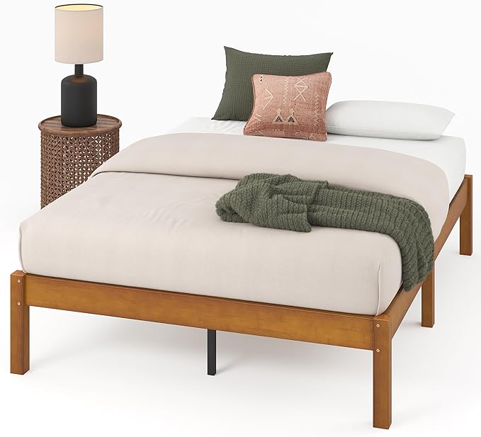 Zinus Ellie 14 Inch King Bamboo Platform Bed Frame, Wood Slat Support, No Box Spring Needed, Easy Assembly, Brown
