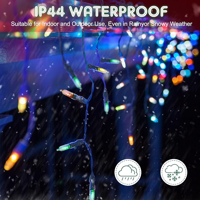 2Pack 50 LED Battery Operated Christmas Lights 17.7 FT, Multicolor Waterproof Mini String Lights with 8 Lighting Modes,Timer, Remote Control, for Tree, Christmas Decoration, Outdoor, Indoor