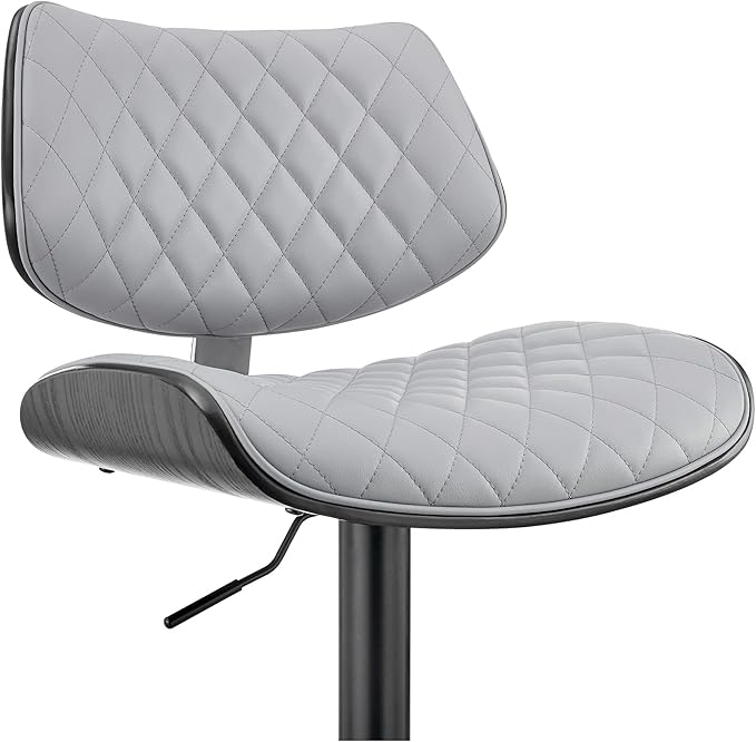 Armen Living Leland Adjustable Grey Faux Leather and Black Finish Bar Stool