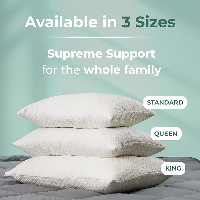 Snuggle-Pedic Queen Shredded Memory Foam Bed Pillow - Ergonomic Design with Cooling Airflow Cover - Custom Support for Side Sleepers, Pregnancy Relief Recovery Comfort & Dorm Essentials - USA Quality