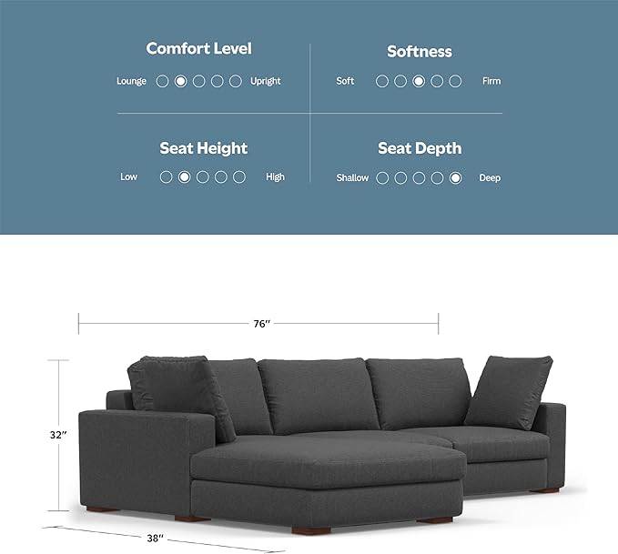 SIMPLIHOME Charlie Left-Facing Sectional Sofa in 100% Recycled Polyester Tightly Woven Performance Fabric, Pebble Grey, 122-inches Wide, Handcrafted Contemporary Style L-Shaped Couch with Chaise