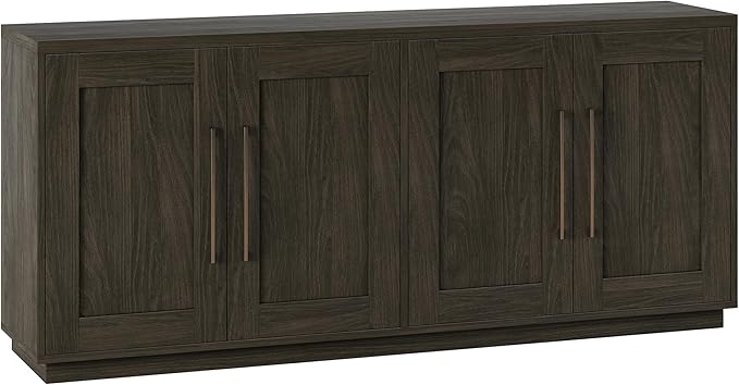 Henn&Hart 68" Sideboard Buffet Cabinet, Modern Credenza with 4 Panel Doors, Adjustable Shelves, and Cable Management Cut-Outs for Dining Room, Kitchen, Living Room or Entryway, Warm Brown