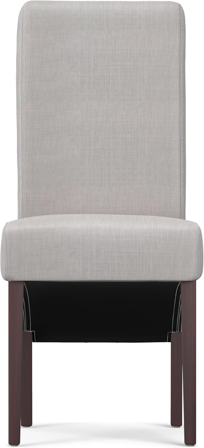 SIMPLIHOME Avalon Dining Chairs - Upholstered Solid Hardwood and Linen-Style Fabric Parsons Chair Set in Light Beige, Contemporary Dining Room Seating with Curved Back and Cushioned Seat (Set of 2)