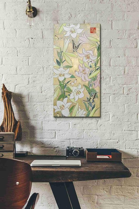 Epic Graffiti 'Lily and Butterfly' by Zigen Tanabe, Canvas Wall Art, 12"x24"