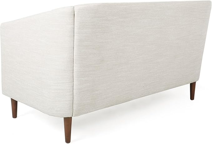 Christopher Knight Home Contemporary Tufted and Diamond Stitching Fabric Loveseat,Tub-Design 2-Seater Sofa, Removable Cushions, Birch Wood Legs, Square Arms, Beige and Espresso