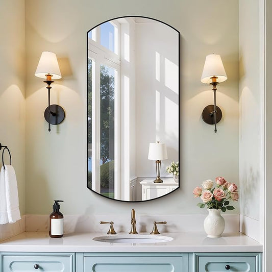 Bathroom Mirror, 20x40 Inch Black Oval Wall Mounted Mirror with Thin Metal Frame, Modern Bathroom Vanity Mirrors for Over Sink, Entryway, Living Room, Bedroom