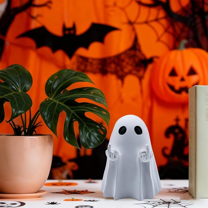 Christmas Ghost Statue Funny Decorations - Cute Gothic Figurines Desk Skeleton Ornament Indoor - Realistic Resin Sculptures Minimalist Decorative Figurines Objects for Coffee Table Desk Shelf