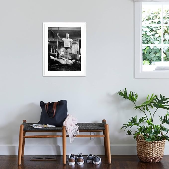 ART.COM Wall Premium Photographic Print Opera Singer Roberta Peters Balancing Her Trainer, Joseph Pilates, on Her Operatic Breadbasket on White Frame by Michael Rougier, 23" x 29"