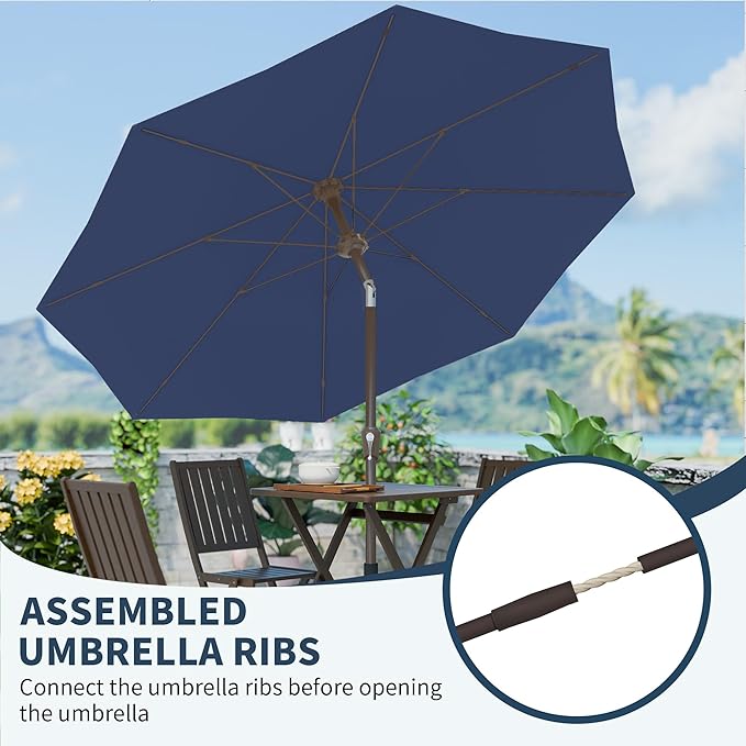 PatioKingdom 11FT Patio Umbrella,Outdoor Umbrella with Push Button Tilt and Crank,Market Table Umbrella with 8 Sturdy Fiberglass Ribs UV Protection