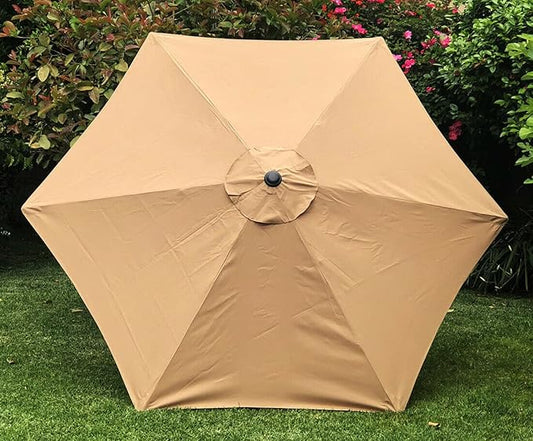 BELLRINO DECOR 10ft 6 Ribs Replacement Light Coffee Strong and Thick Umbrella Canopy (Canopy Only) LIGHT-106