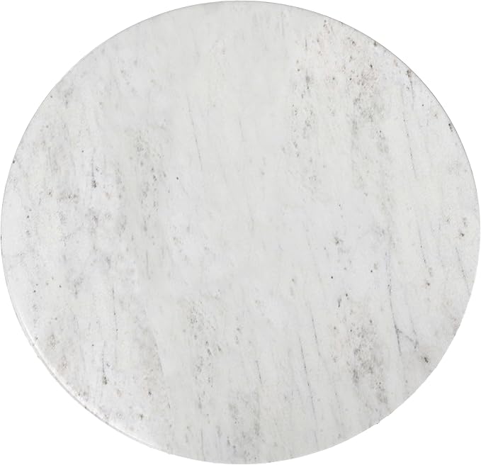 SIMPLIHOME Myles Side Table – 16 inch Wide Powder‑Coated Aluminum and Genuine Marble Top Table in Black/White, Contemporary Industrial Accent Table for Living Room or Bedroom