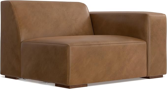 SIMPLIHOME Rex 2-Seater Modular Sofa in Full-Grain Genuine Leather, Caramel Brown, 88-inches Wide, Handcrafted Leather Loveseat Sofa for Living Room