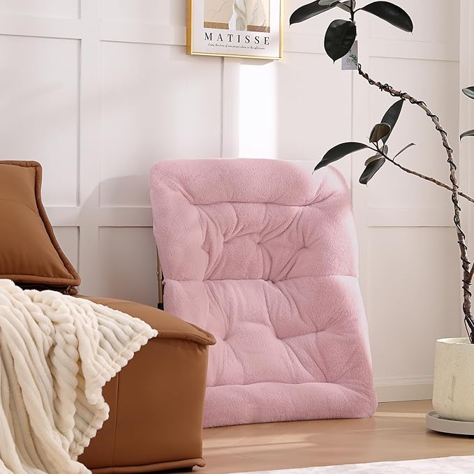 Comfy Folded Chair with Ottoman, Oversized Folding Faux Fur Chair Soft Furry Lazy Chair with Metal Frame Moon Chair Accent Chair for Bedroom, Living Room, Dorm Rooms