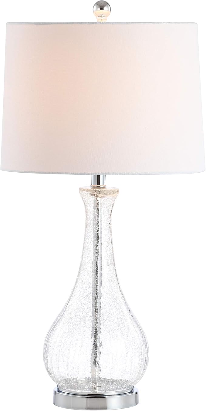SAFAVIEH Lighting Collection – Finnley Modern Clear Glass 28-Inch Table Lamp, LED Bulb Included, Bedroom Living Room Home Office Nightstand Desk (TBL4206A)