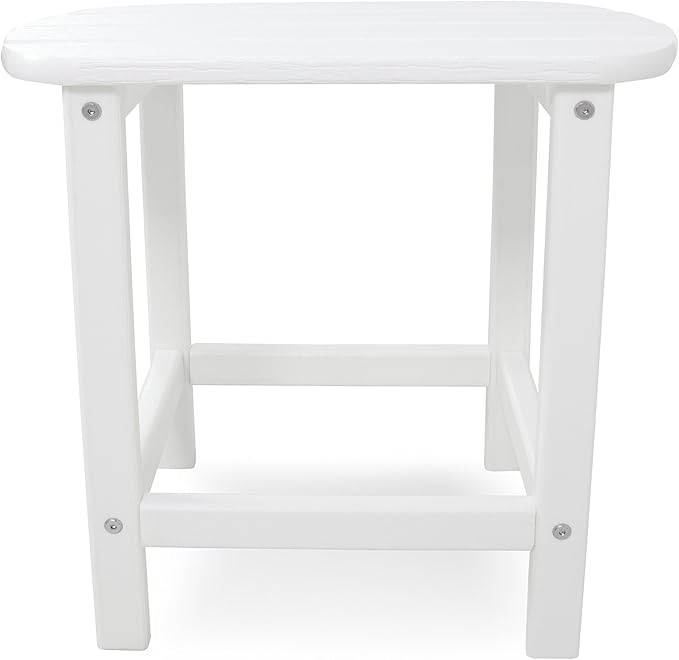 Polywood Nautical Patio Chaise & South Beach 18" Side Table 2-Piece Outdoor Furniture Set, White