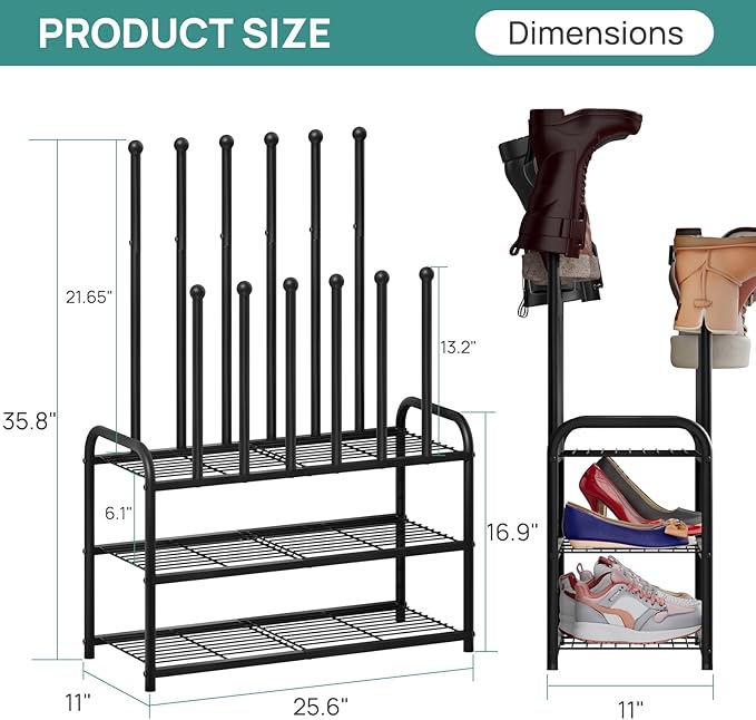Tall Boot Rack, Boot Rack Organizer, Tall Boots with Shoe Rack for Closet, Shoe Shelf Storage Organizer for Entryway Space