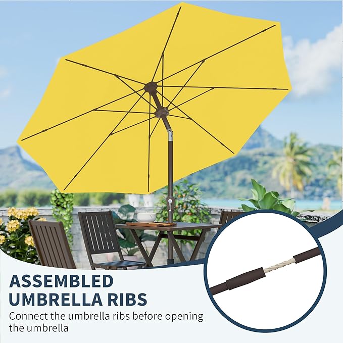 PatioKingdom 11FT Patio Umbrella,Outdoor Umbrella with Push Button Tilt and Crank,Market Table Umbrella with 8 Sturdy Fiberglass Ribs UV Protection
