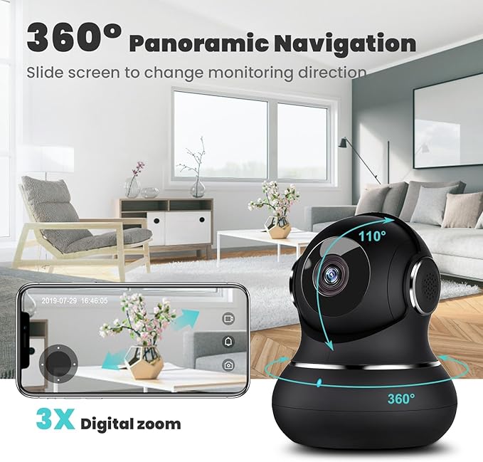 litokam 2 Pack Indoor Security Camera - Black & White