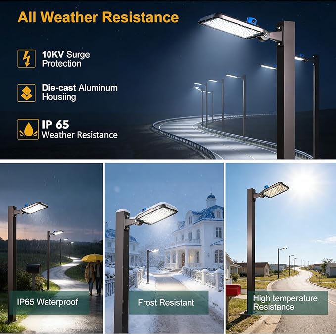 150W LED Parking Lot Light 22500lm (Eqv 600W HID HPS) Arm Mount LED Pole Light IP65 5000K ETL Listed Commercial Area Lighting with Smart Photocell 6KV SPD 7 Yrs Warranty -2Pack