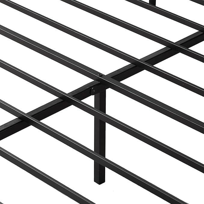 VECELO Queen Metal Platform Bed Frame with Headboard, Heavy Duty Steel Slat Support, Under Bed Storage,No Box Spring Needed, Easy Assembly