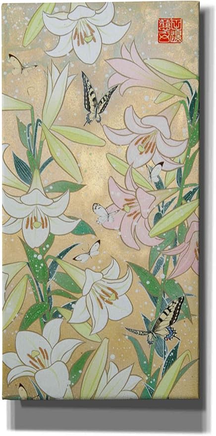 Epic Graffiti 'Lily and Butterfly' by Zigen Tanabe, Canvas Wall Art, 30"x60"