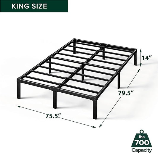 ZINUS Yelena 14 Inch King Metal Platform Bed Frame, Steel Slat Support, No Box Spring Needed, Eco Friendly WonderBox(TM) Packaging, Easy Assembly, Black