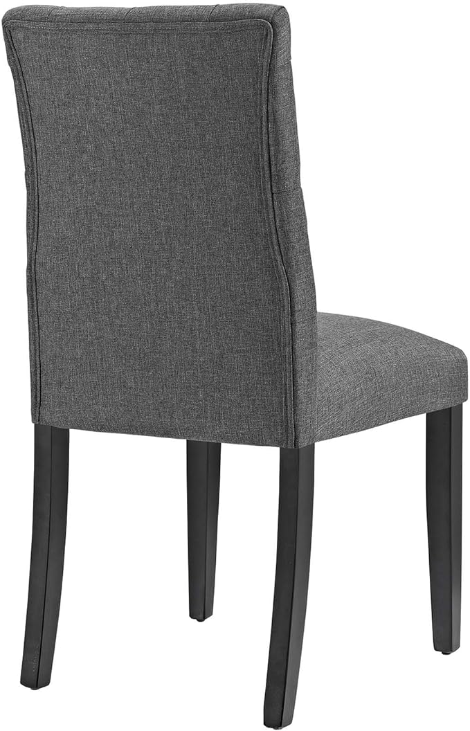 Modway Duchess Modern Tufted Button Upholstered Fabric Parsons Four Dining Chairs in Gray