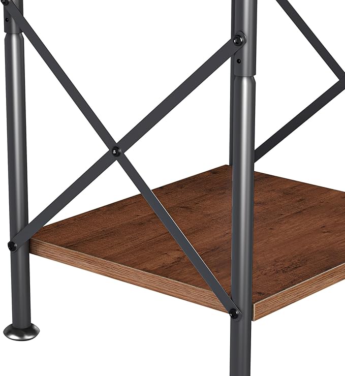 VECELO Modern Versatile Nightstands X-Design Side End Table Night Stand Storage Shelf with Bin Drawer for Living Room Bedroom, Set of 2 (Brown)