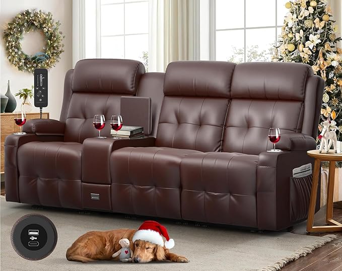 Recliner Sofa, Massage Reclining Sofa 3 Seater Sets Heavy Weight Capacity, RV Loveseat Couch Clearance with Console, USB, Type C Port, Storage, Cup Holders, Wall Hugger Chair for Living Room