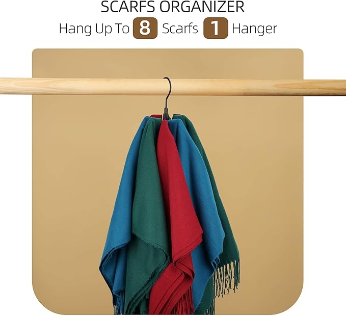 ZEDODIER 4 Pack Belt Organizer for Closet, Heavy-Duty Rotating Belt Hanger Rack Holds Multiple Belts, Hanging Space Saving Metal Belt Holder for Closet Storage, Black