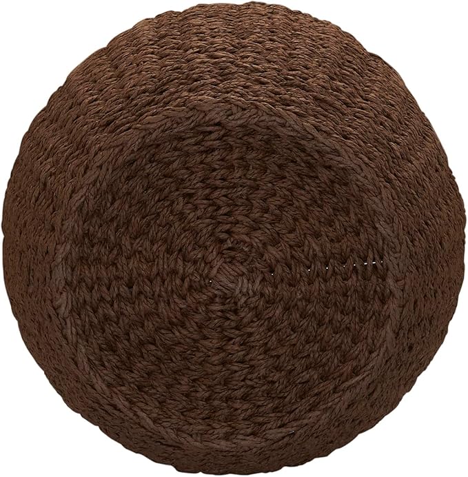 Household Essentials Handwoven Paper Rope Barrel Wicker Storage Basket Side Table, Brown