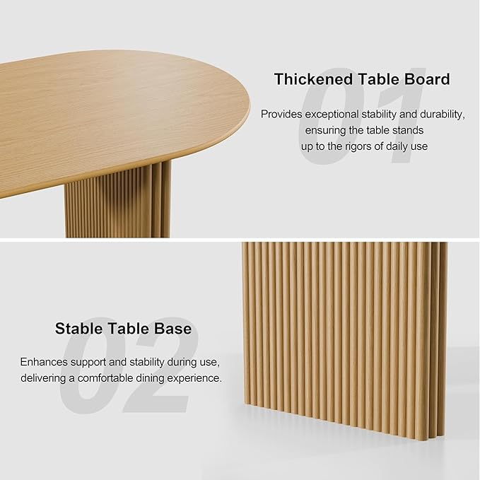 Casaphoria 79" Oval Dining Table, Modern Kitchen Table for 4-6, Farmhouse Style Large Table, Easy Assembly for Living Room, Kitchen and Bar, Natural Wood