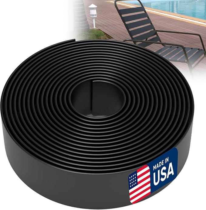 KOMORAX 1.5 Inch Wide, 20ft Long Vinyl Strap - Replacement Straps for Patio Chairs - Vinyl Strapping for Patio Furniture Repair - Durable Seat Repair Kit for Lawn Chairs, Outdoor Furniture (Black)