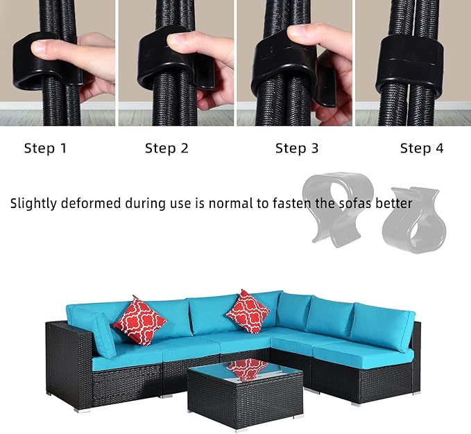 SUQ I OME Pack of 10 Outdoor Patio Garden Wicker Rattan Furniture Aligment Sofa Rattan Chair Fastners Clip Sectional Connector - Non Slip (1.74 inches,Small)