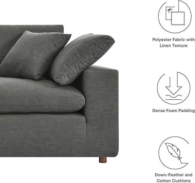 Modway EEI-4859-GRY Commix Down Filled Overstuffed Loveseat, Gray