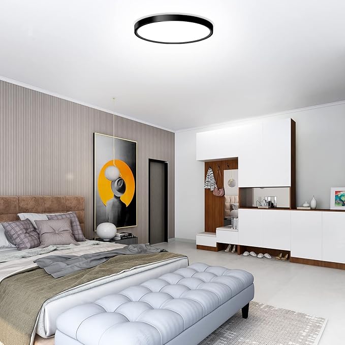 2PACK LED Flush Mount Ceiling Light Fixture12Inch, 24W Led Ceiling Light 5000K 2300LM Ultra Thin Flat Surface Panel Light Low Profile Ceiling Light for Bedroom Kitchen Garage Living Room
