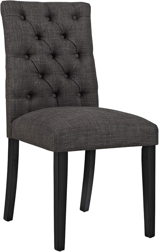 Modway Duchess Modern Tufted Button Upholstered Fabric Parsons Four Dining Chairs in Brown