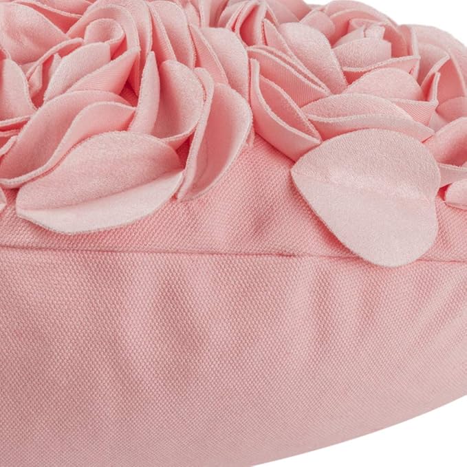 JWH Heart Flower Throw Pillow Covers Decorative Floral Shaped Accent Cushion Soft Pillowcase for Sofa Couch Living Room Bed Chair 14x16 Inches Pink
